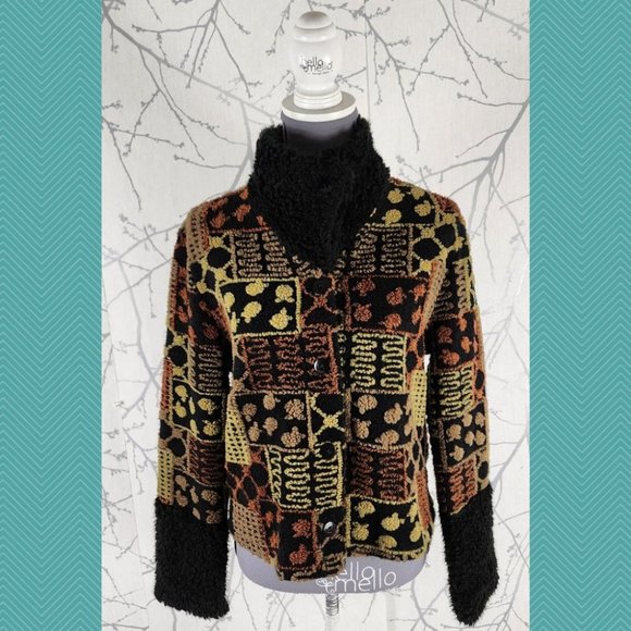 Tib Design Eclectic Textured Fleece Boxy Fit Cardigan - Picture 5 of 6